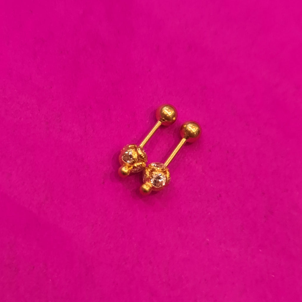 18ct Gold Traditional Bugudi Earrings - BIS Hallmarked