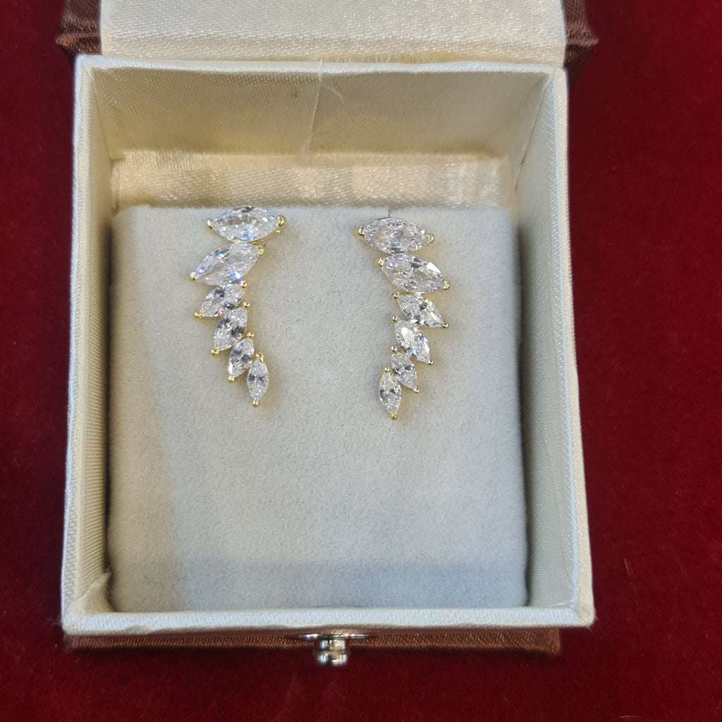 92.5 Silver Gold Plated Ear Climber Earrings - Premium Fashion Jewelry