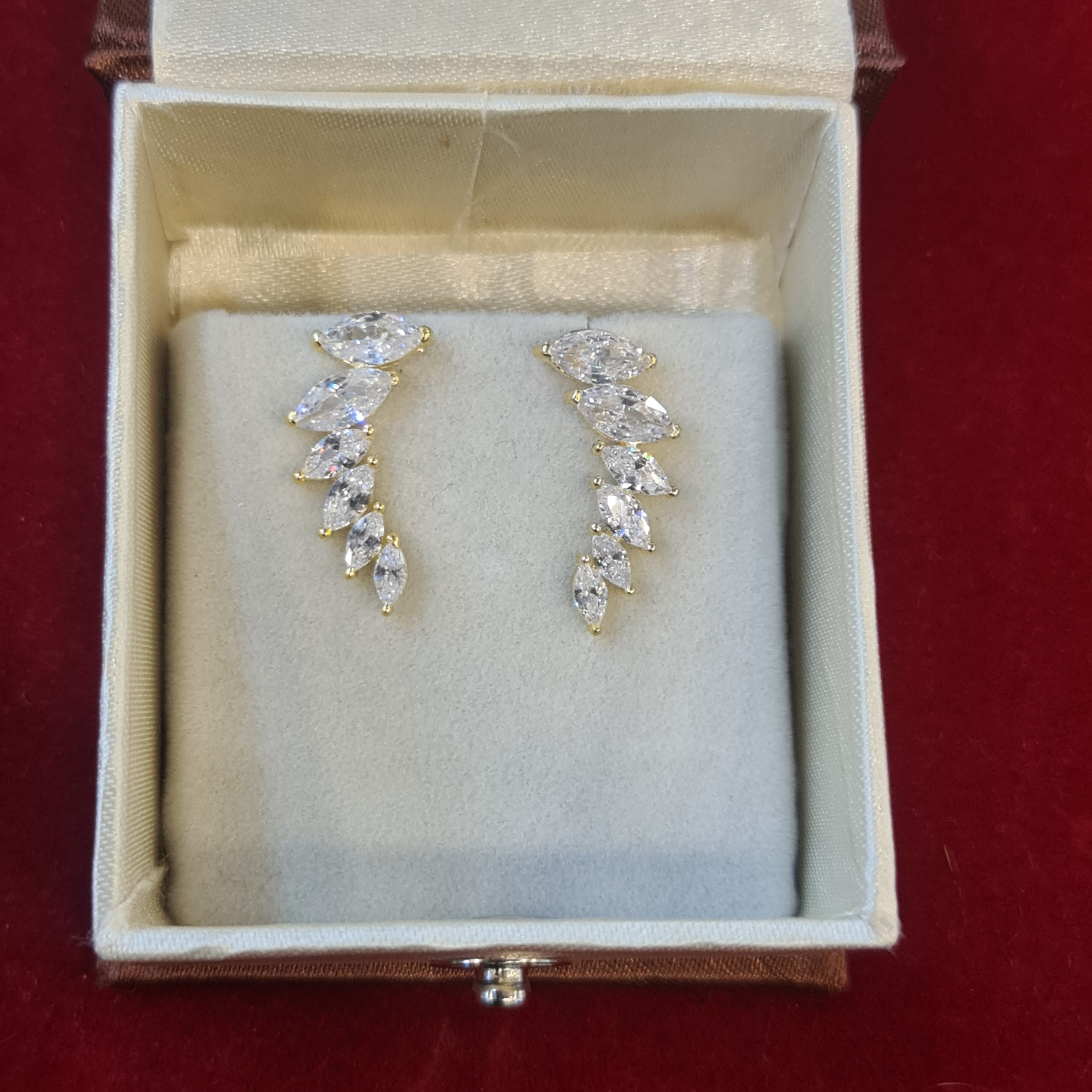 92.5 Silver Gold Plated Ear Climber Earrings - Premium Fashion Jewelry