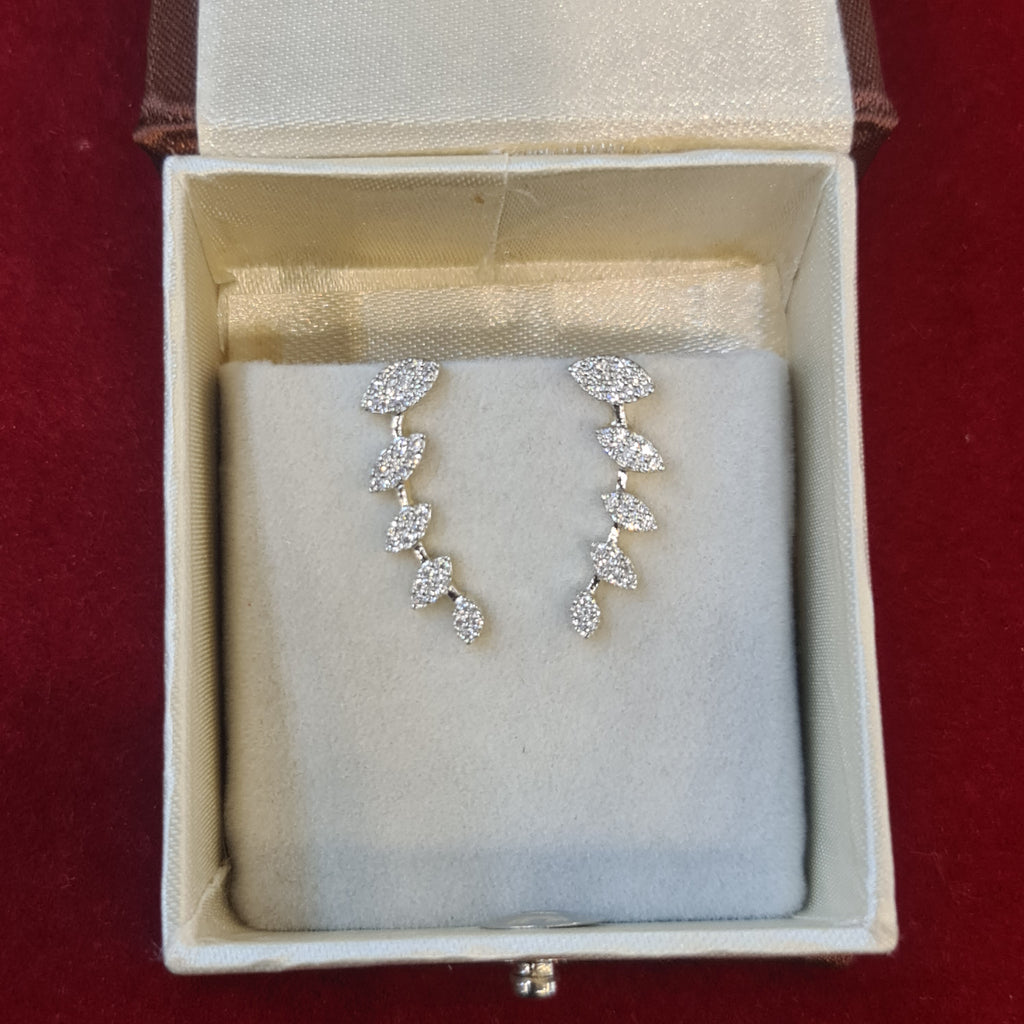 925 Silver Gold Plated Leaf Ear Cuff with CZ Stones