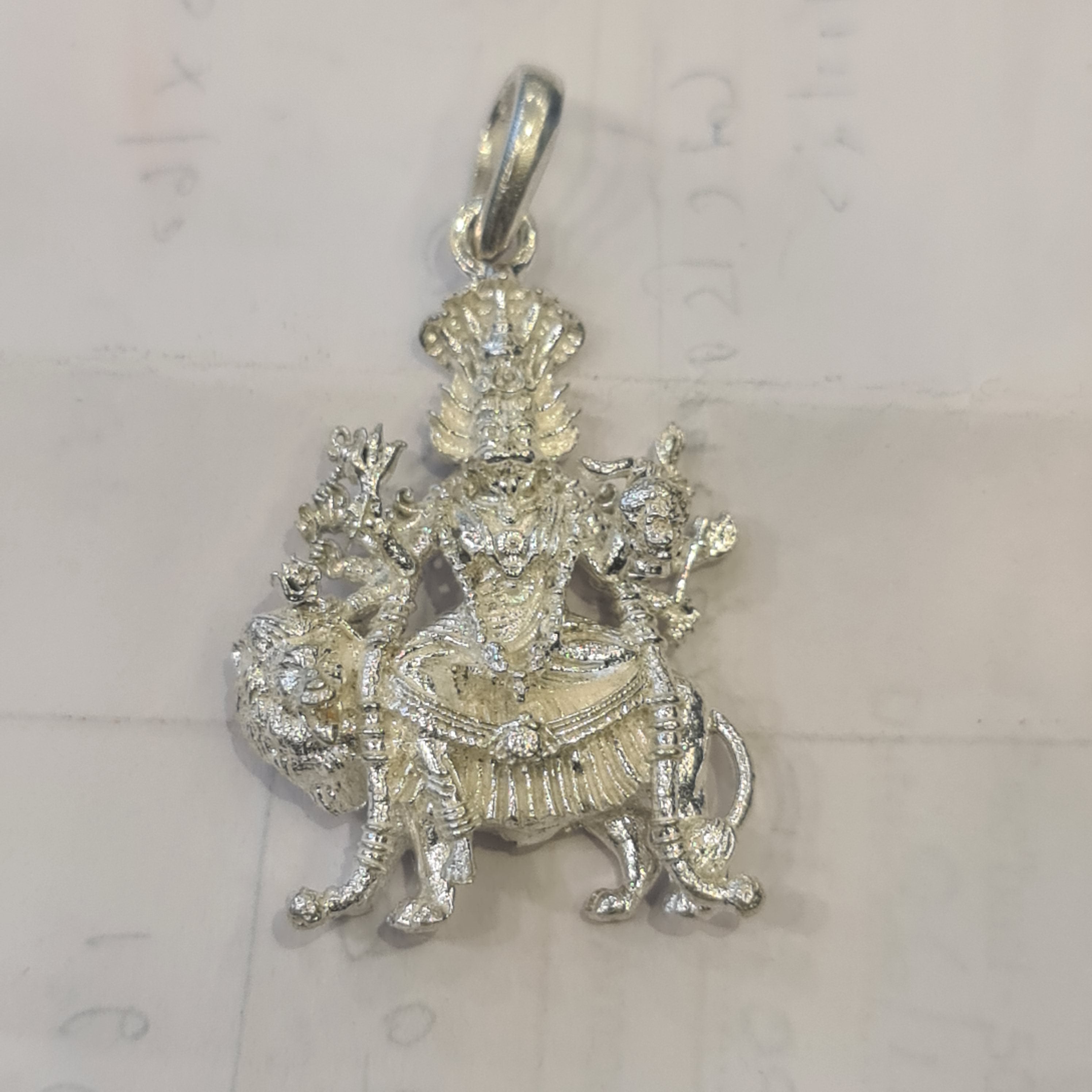 Pure Silver Pratyangira Devi Locket - 925 Sterling Silver Pendant
