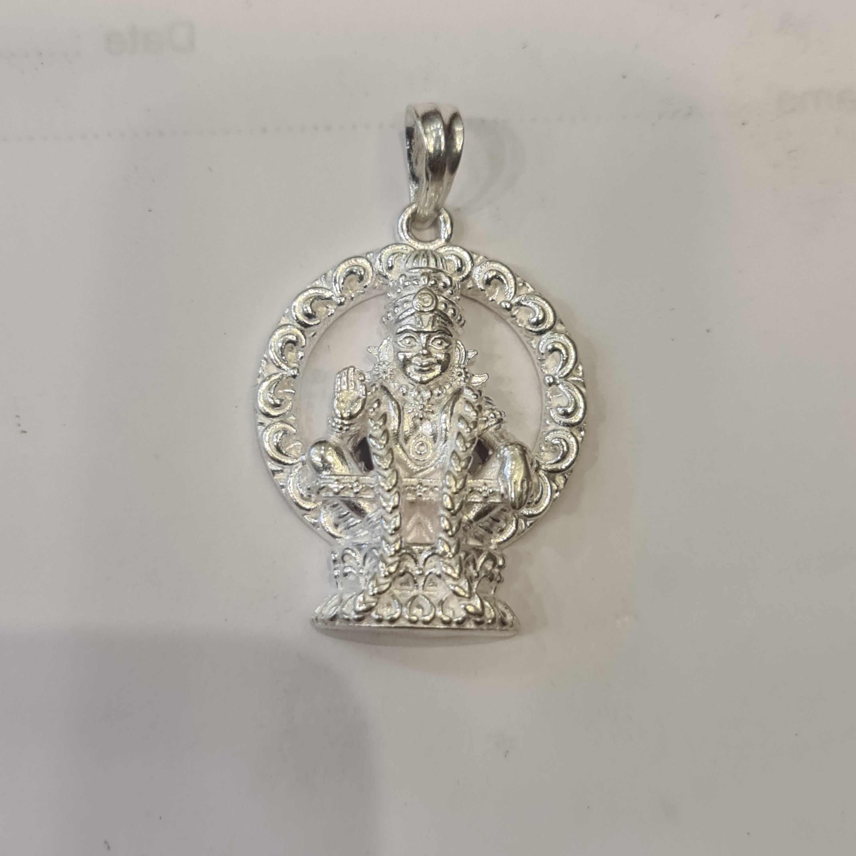 Silver Ayappa Swami Locket - 800 Purity | 8.5g Temple Jewelry