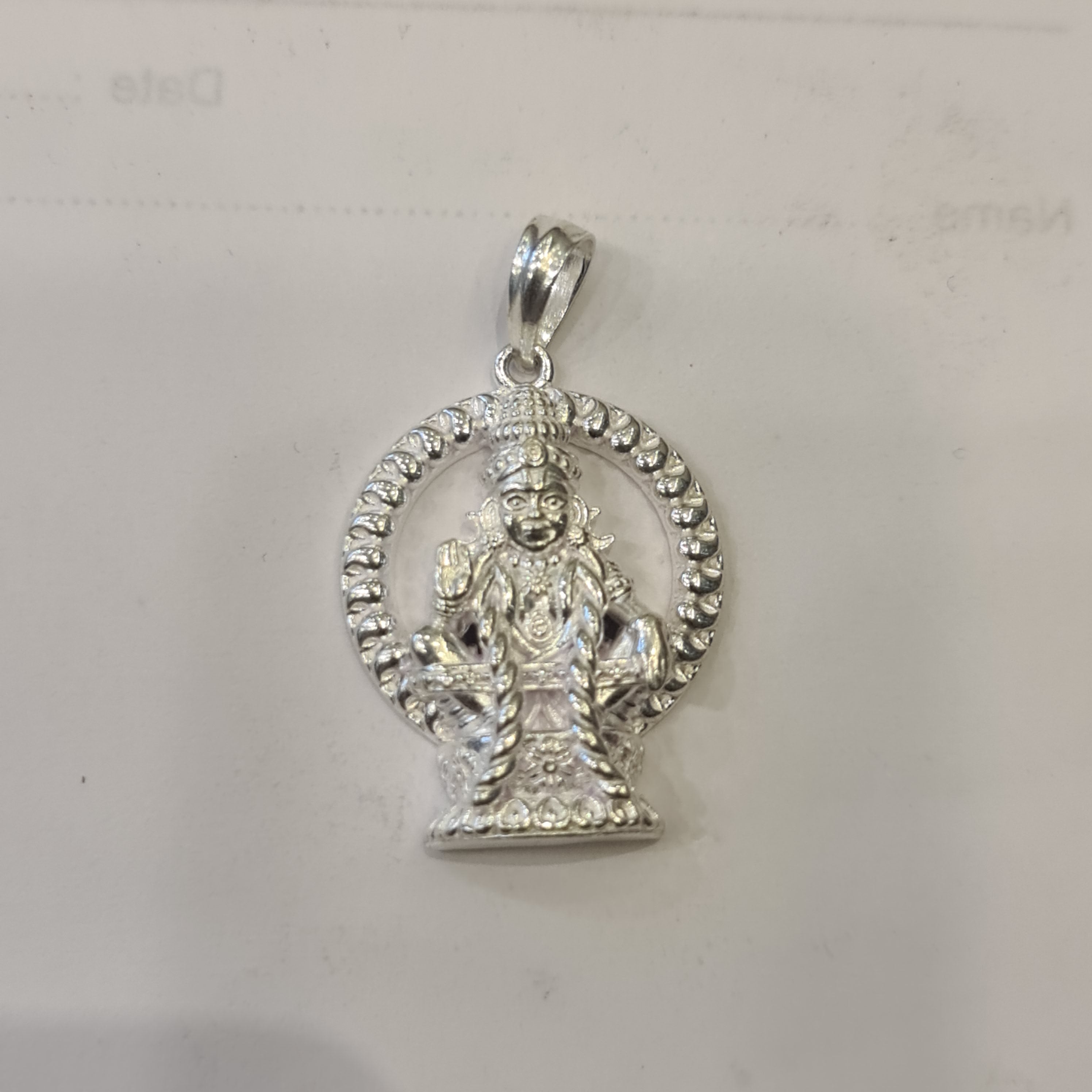 Silver Ayyappan Swami Locket - 800 Purity | 7.3g Temple Jewelry