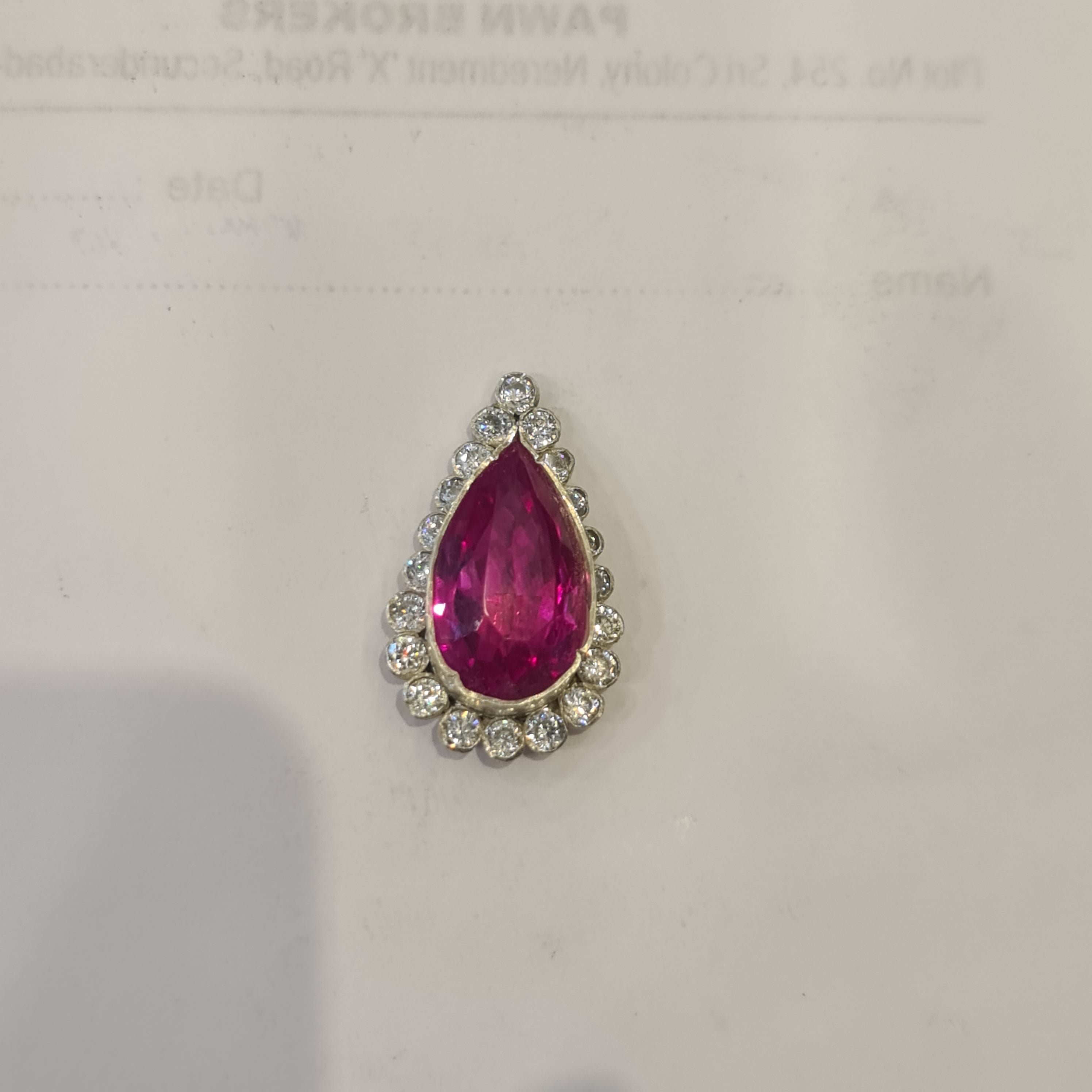 Ruby and Diamond Tilak Bottu - Temple Deity Forehead Ornament