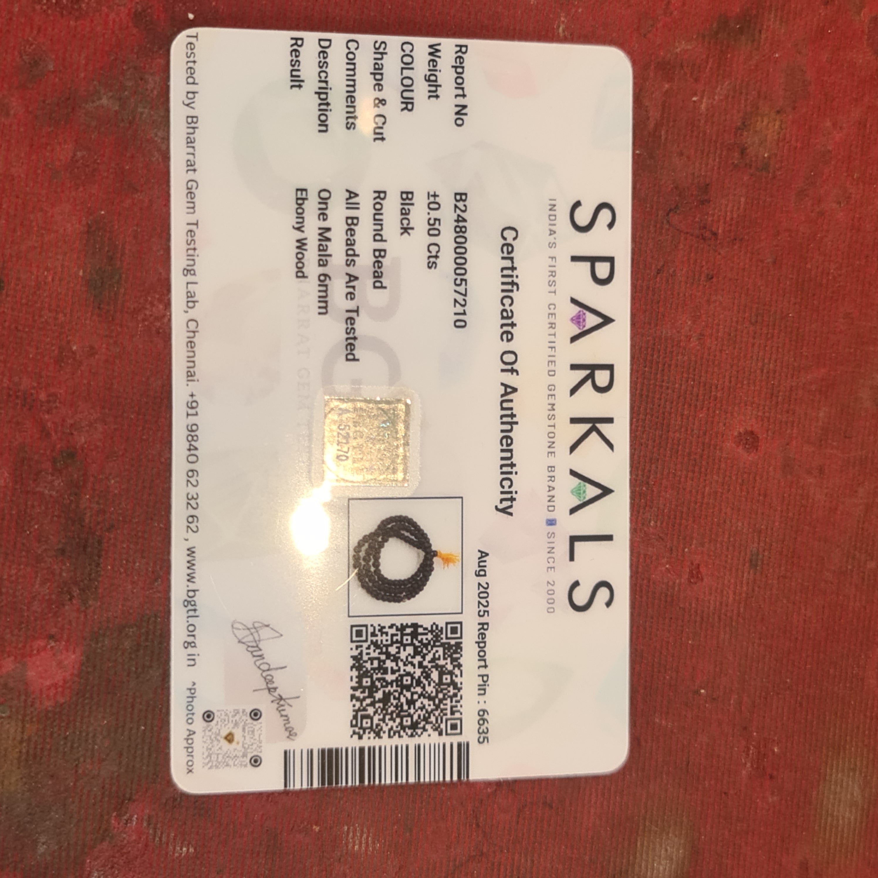 Karungali Mala - 109 Beads Lab Certified Ebony Prayer Beads (6mm)