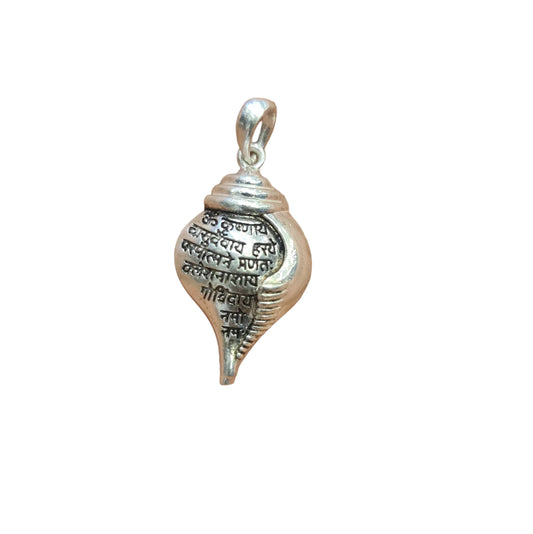 92.5 Sterling Silver Lord Krishna Mantra Shankh Pendant