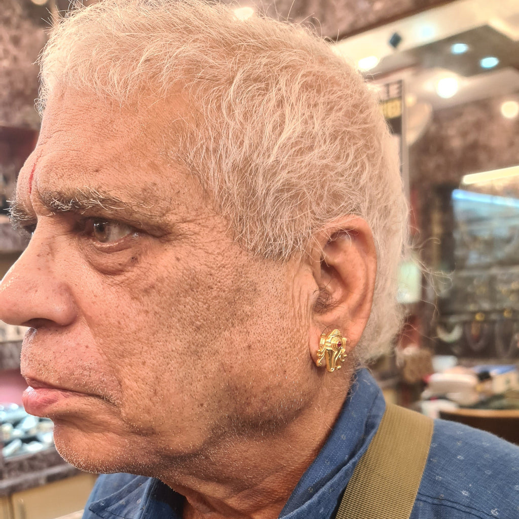 22kt Gold Shankh Chakra Earrings for Men