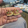 Handmade Kempu Peacock Duck Earrings with Pearl Drops