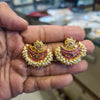 Handmade Kempu Chandbali Earrings | Surya Chandra Vanka Design with Pearl Drops