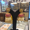 Kempu Polki Jhumka Earrings | Screw Back | Traditional Temple Jewellery