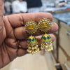 Lakshmi Sunburst CZ Jhumka with Kempu & Pearl Drops | Temple Earrings