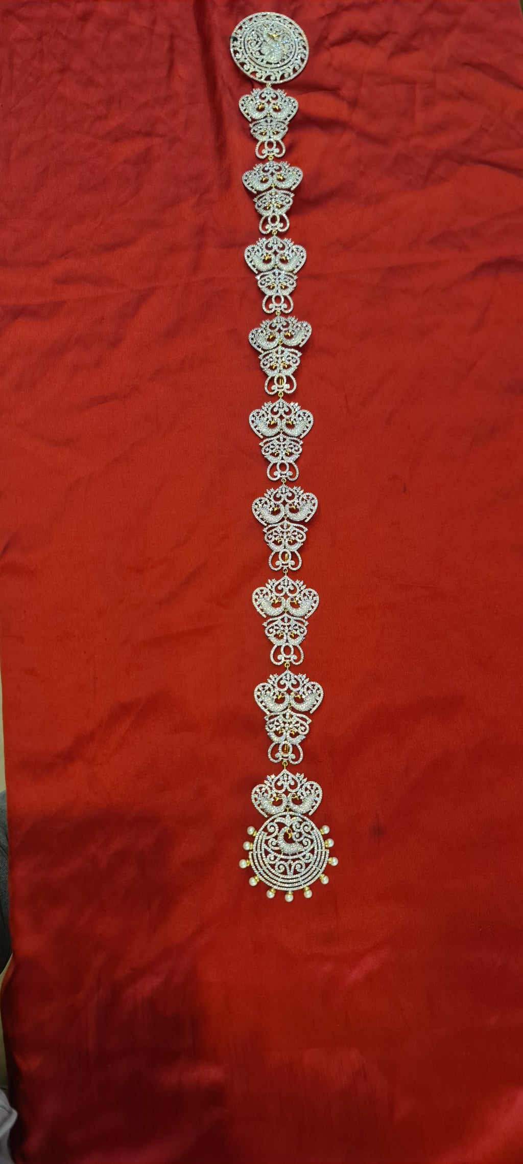 Butterfly Peacock CZ Diamond Bridal Jada Bila | South Indian Hair Jewellery