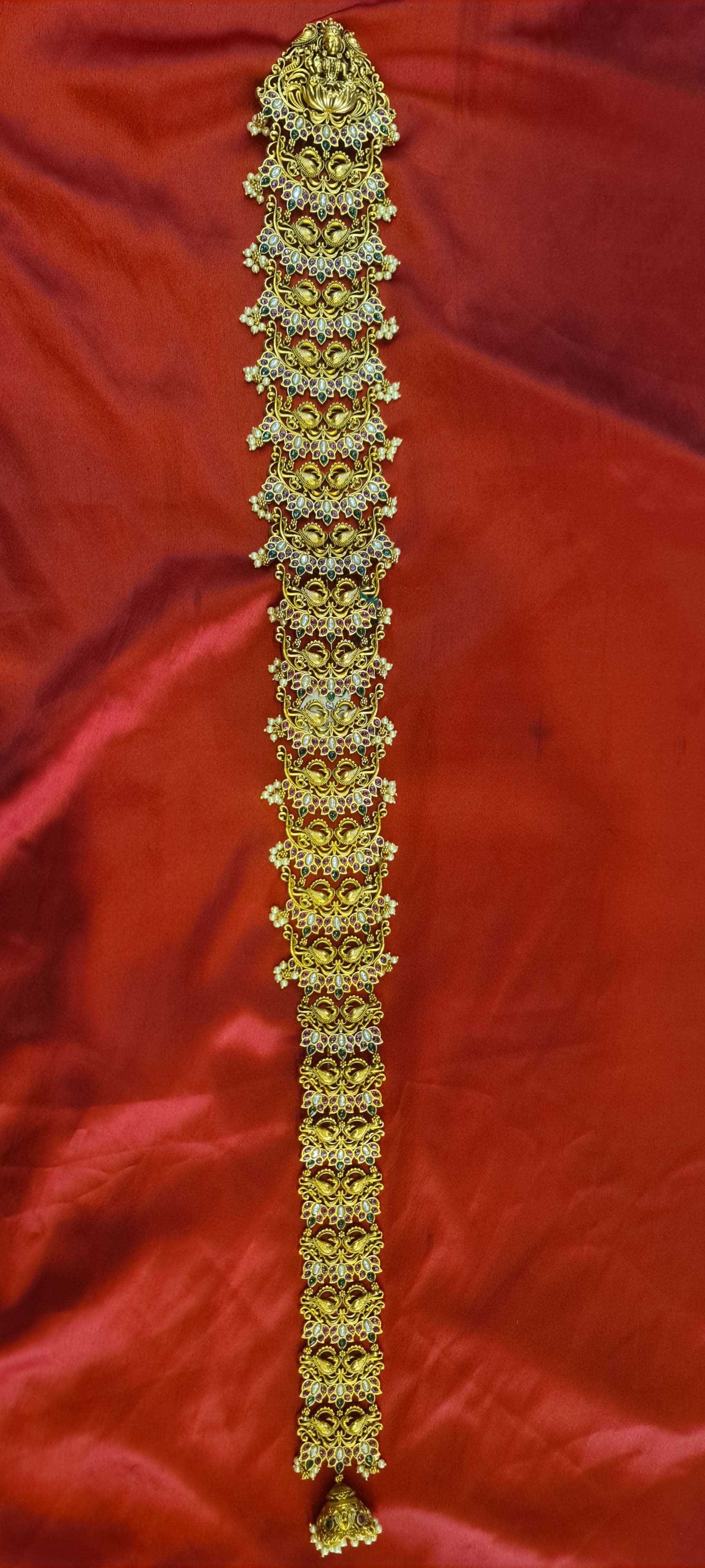 Antique Gold Kundan Bridal Jada Bila | South Indian Temple Hair Jewellery