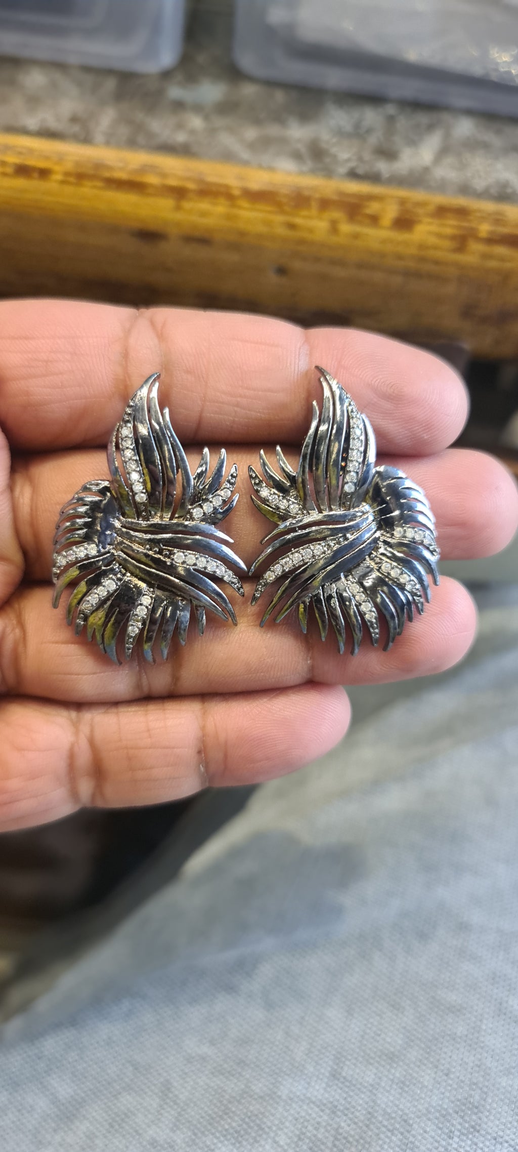 Flame Cluster Earrings | Gold Plated & Black Rhodium | Push Back & Clip On