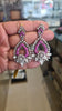 Victorian Ruby Pink CZ Chandelier Earrings | Oxidised Silver | 7cm