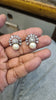 Black Rhodium Pearl Crown Stud Earrings