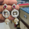 Diamond Finish CZ Jhumka Earrings with Pearl Drop