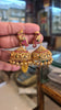 Premium Antique Gold Peacock Jhumka Earrings | Ruby & Emerald Kemp | Push Back | 56g