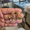 Kempu Peacock Studs – Push Back | Ruby Red Stone with Pearl Drops