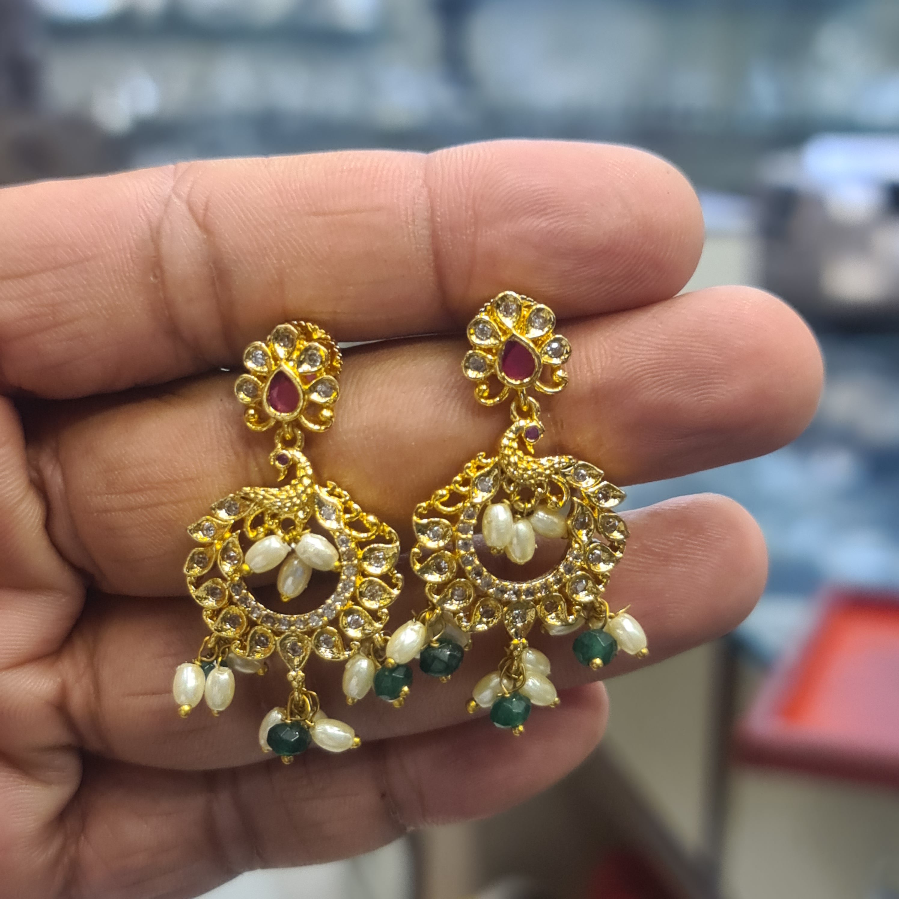 Handmade Polki Kundan Chandbali Push Back Earrings | Ruby & Emerald Variants