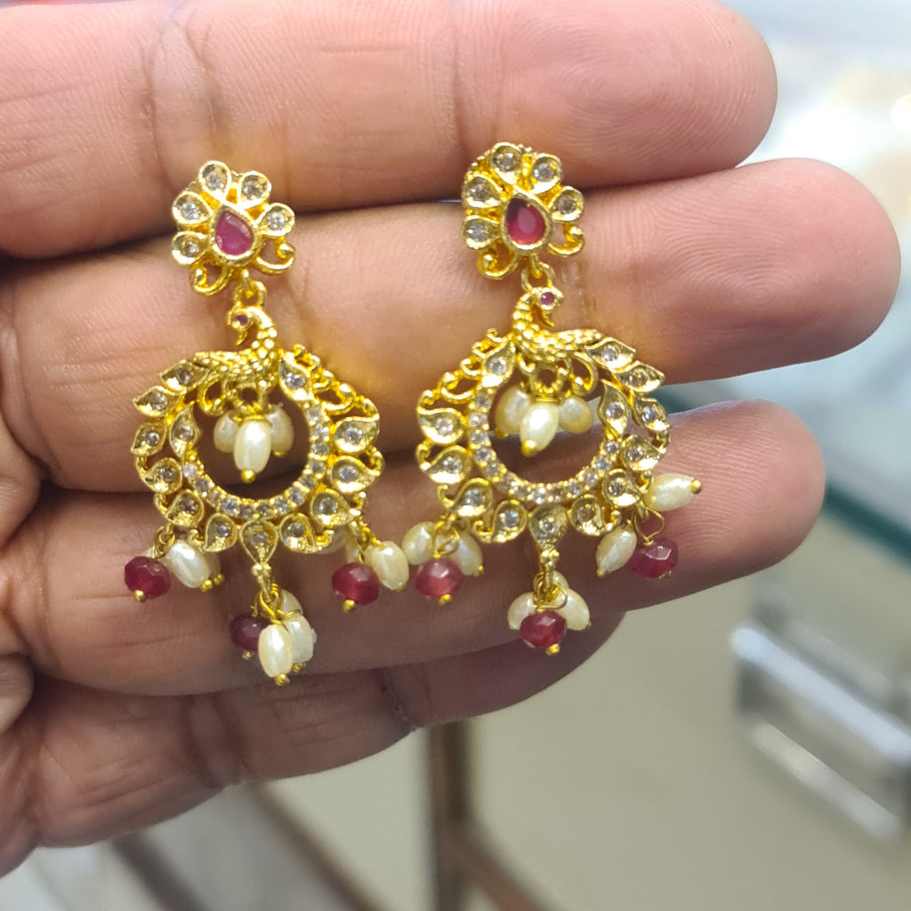 Handmade Polki Kundan Chandbali Push Back Earrings | Ruby & Emerald Variants