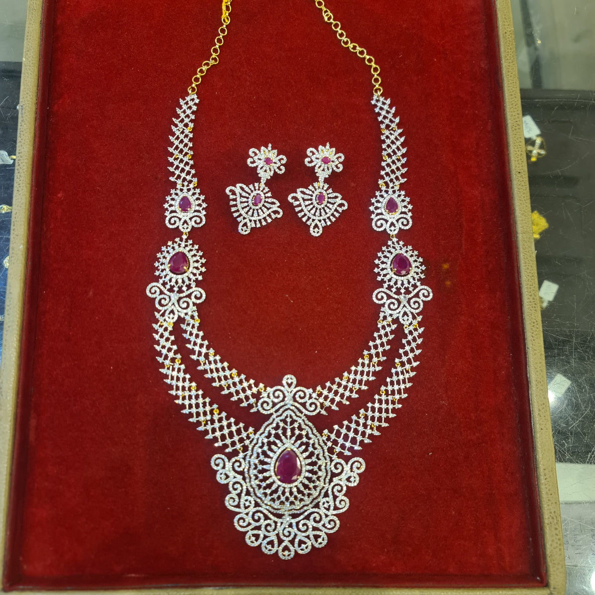 Original Ruby Diamond Replica Necklace Set – Product Reference