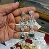 CZ Diamond Long Earrings – Emerald Green – Close Up