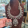 CZ Diamond Long Necklace Set - Emerald - Display 2