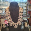CZ Diamond & Ruby Long Haram Necklace Set | 24K Gold Plated | 24 Inch