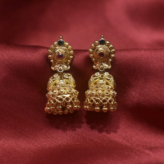 22ct Gold Jhumka Earrings - Handmade