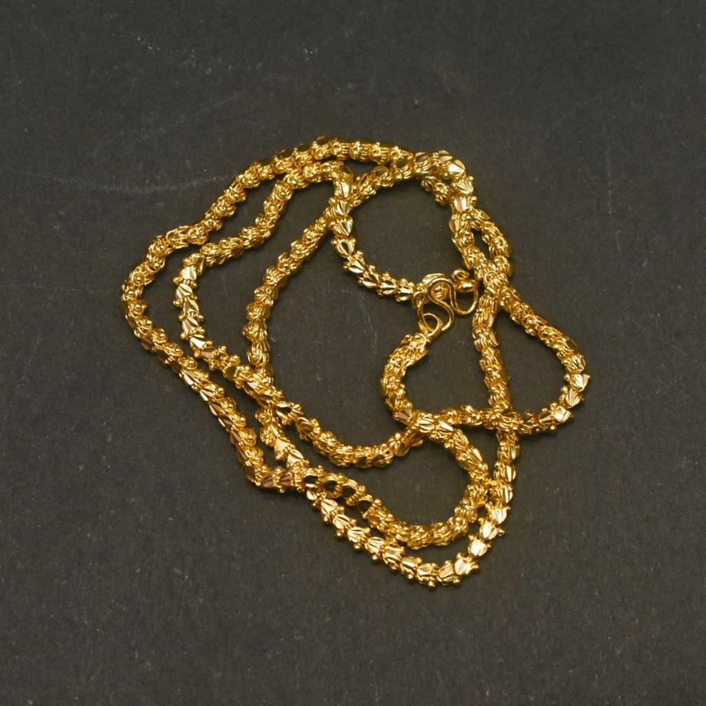 24K Gold Plated Chandramukhi Chain - 24 Inches