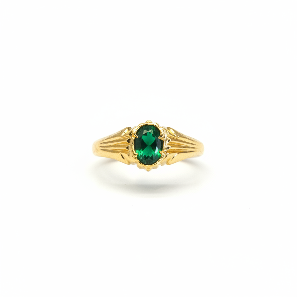 24K Gold Plated Emerald Ring for Men