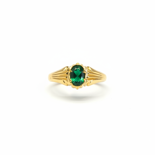24K Gold Plated Emerald Ring for Men