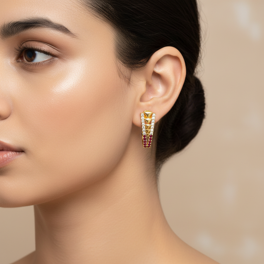 24K Gold Plated Geometric Hoop Earrings