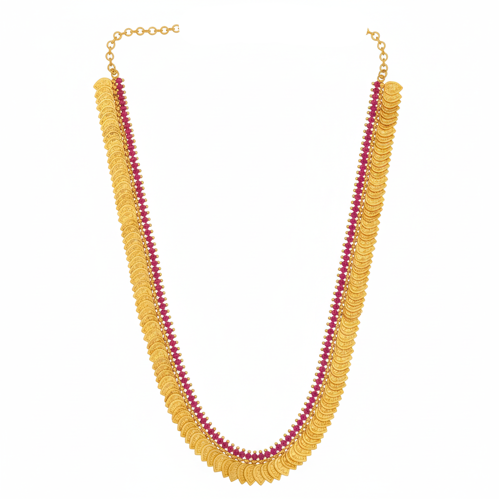 24K Gold Plated Kasu Necklace - 30 Inches