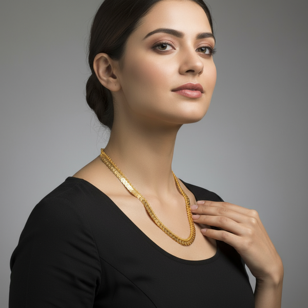 24K Gold Plated Kasulaperu Traditional South Indian Necklace - 24 Inches