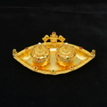 24K Gold Plated Kumkum Box Tray - Premium Sindoor Container for Weddings