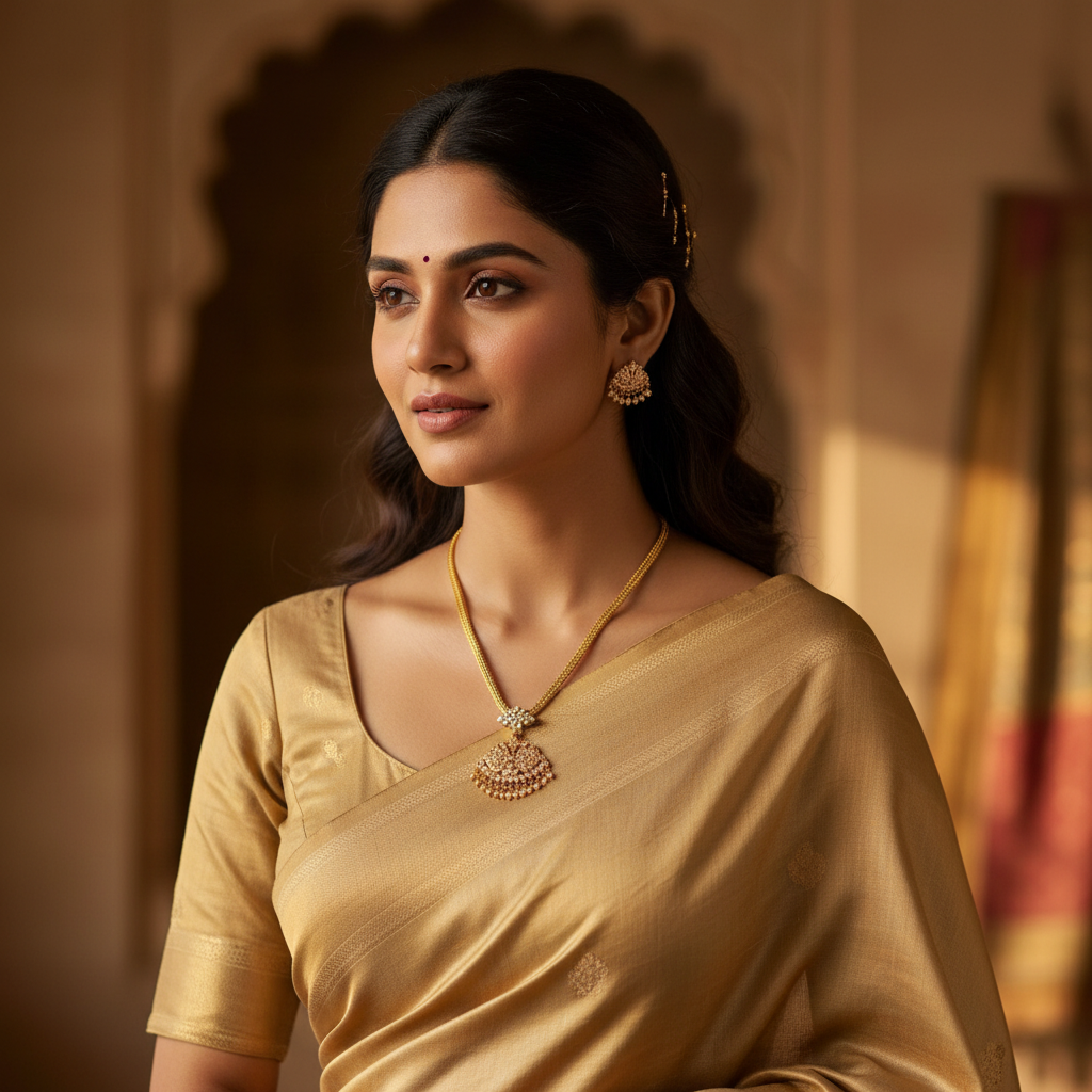 24K Gold Plated Naan Pathakam Temple Necklace with Zircon Stones