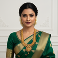 24K Gold Plated Nagas Lakshmi Guttapusalu Haram Necklace Set 