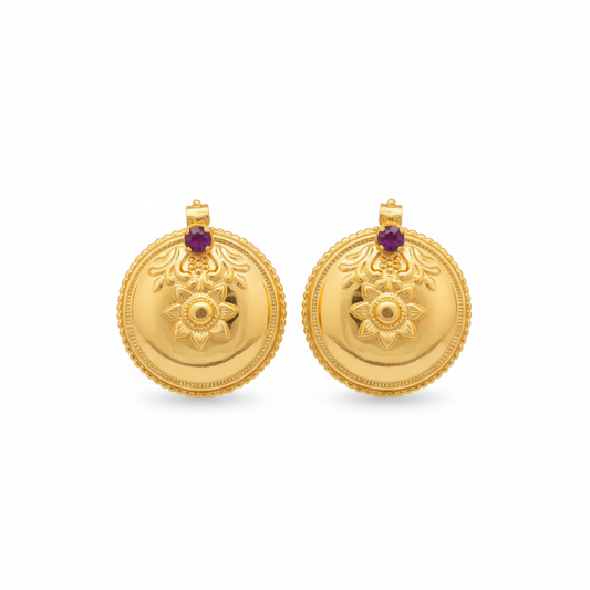 24K Gold Plated Ornate Floral Thali Bottu Mangalsutra Pendant
