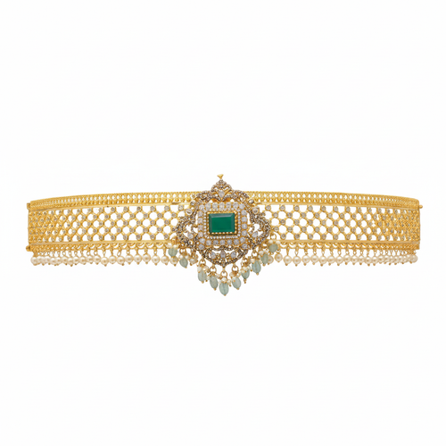 24K Gold Plated Vaddanam with Victorian Pendant