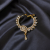 24K Gold Plated Zircon South Indian Nose Ring - Left Side (No Piercing Required)
