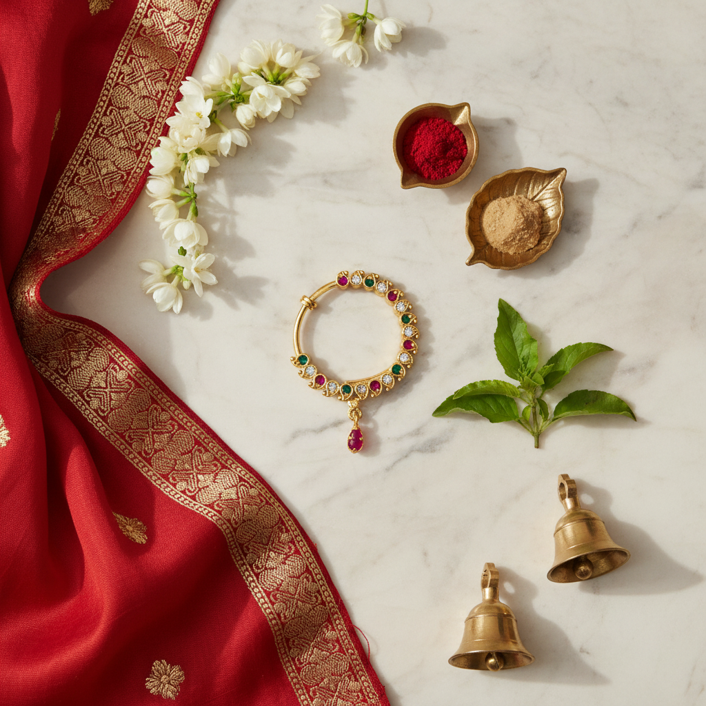 24 K Gold Plated Non-Piercing Nose Ring - Left Side | No Piercing Required