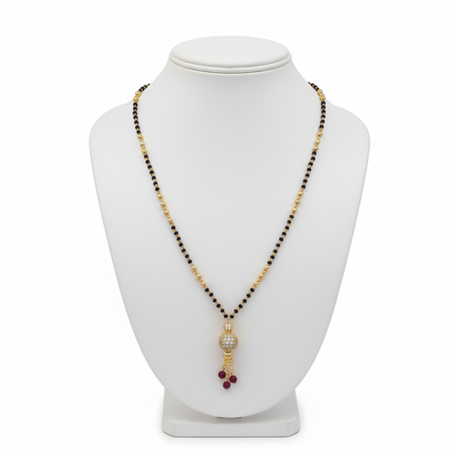24K Gold Plated Black Bead Necklace Mannequin Display