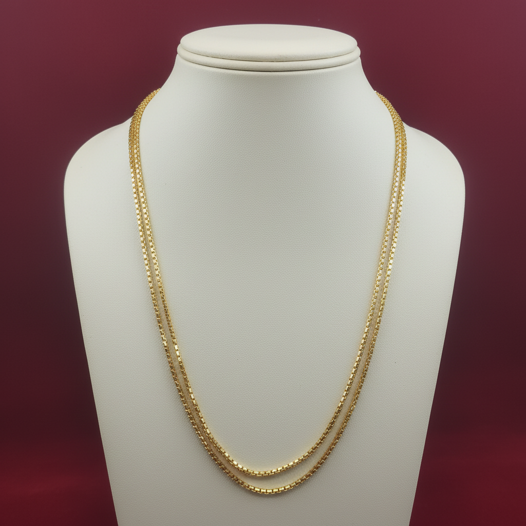 24K Gold Plated Double Layer Chain Necklace Mannequin Display