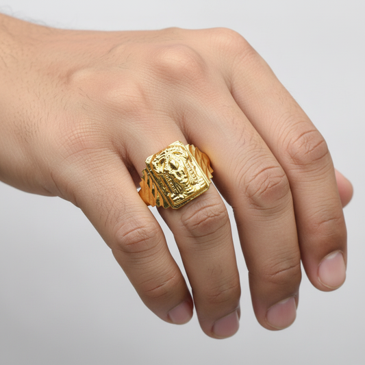24K Gold Plated Tirupati Balaji Ring on Male Hand