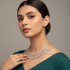 CZ Choker Set with Mint Green Stones - White Rhodium Plated Wedding Necklace