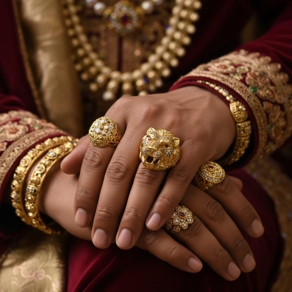 Roaring Lion Head Panchaloha Men's Ring - Handmade Premium Finishing