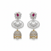 4-in-1 Detachable American Diamond Jhumka Earrings - Gold Plated Traditional Jewelry