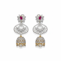 4-in-1 Detachable American Diamond Jhumka Earrings - Gold Plated Traditional Jewelry